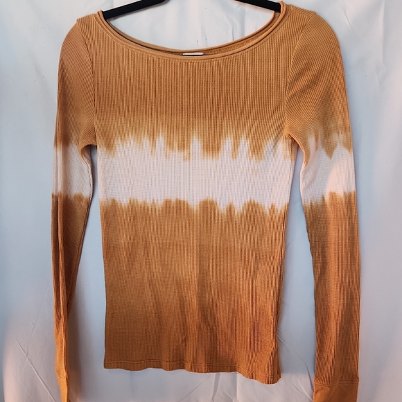 Free People Tan and White Ombre Long Sleeve‎ Top, Small Size - Picture 3 of 7